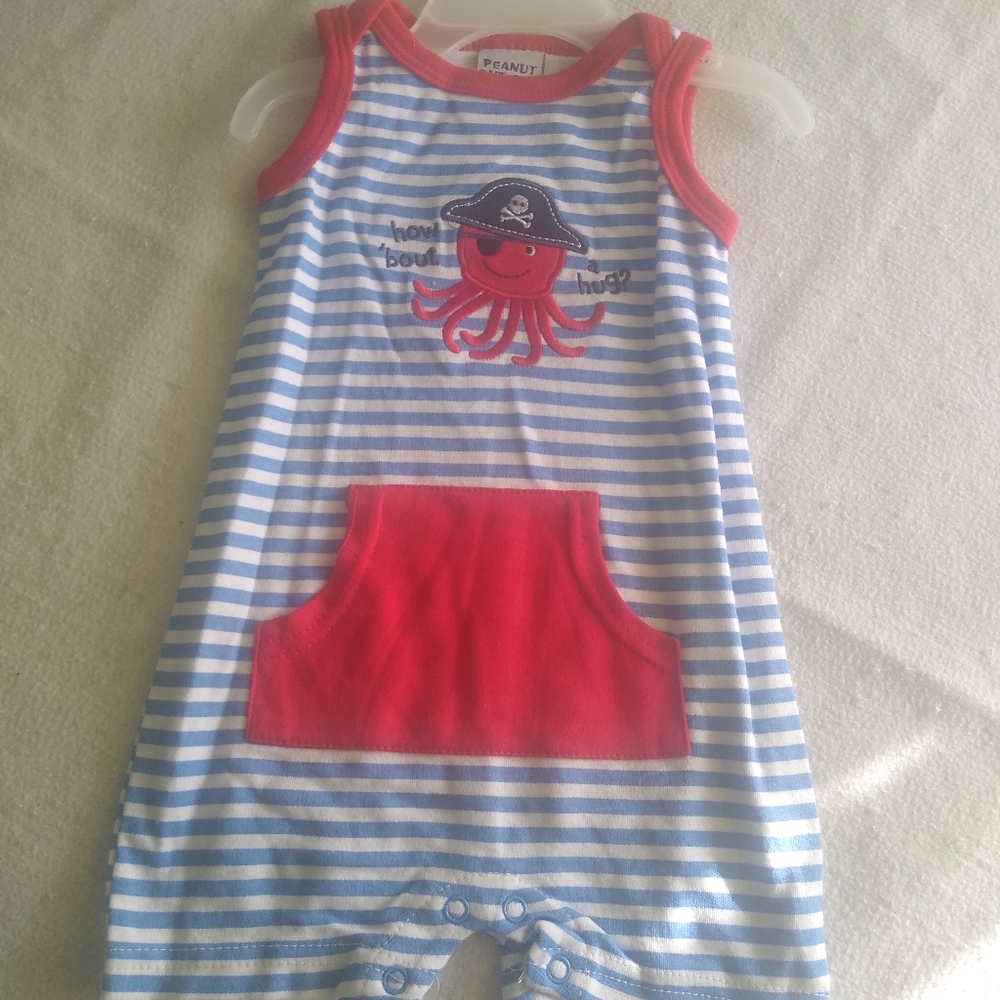 Peanut Buttons 12 Month Romper Octopus